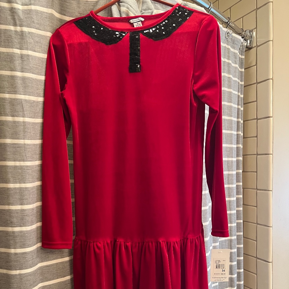 Hartstrings girls red velour dress
